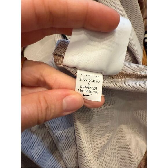 Nike Brown Tan White Pro Cover Up Mesh Sheer Pullover Hoodie Size Medium - Picture 6 of 8